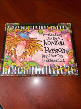 Decorative Pink Humorous Desk Sign - "Pretending to Be a Normal Person"